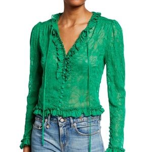 Alexis Green Lace Saxon Top